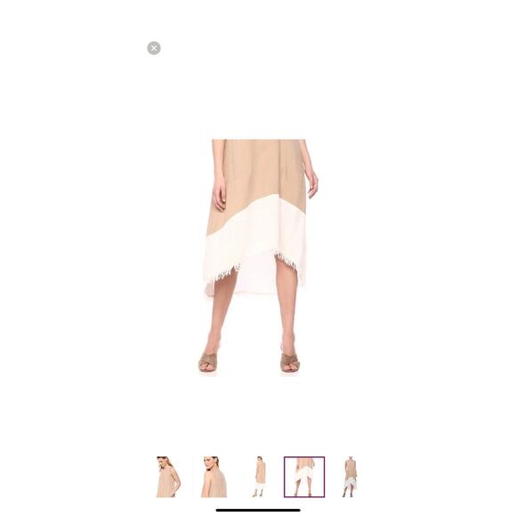 Nanette Lepore Dress Size 14 Sleeveless Cream And White Color Block Frayed Hem - Picture 14 of 15